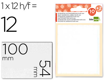 Etiquetas liderpapel sobre de 10 h. + 2 h. obsequio 54x100 mm -1 unidades por hoja