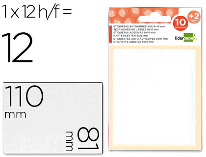 Etiquetas liderpapel sobre de 10 h. + 2 h. obsequio 81x110 mm 1 unidad por hoja
