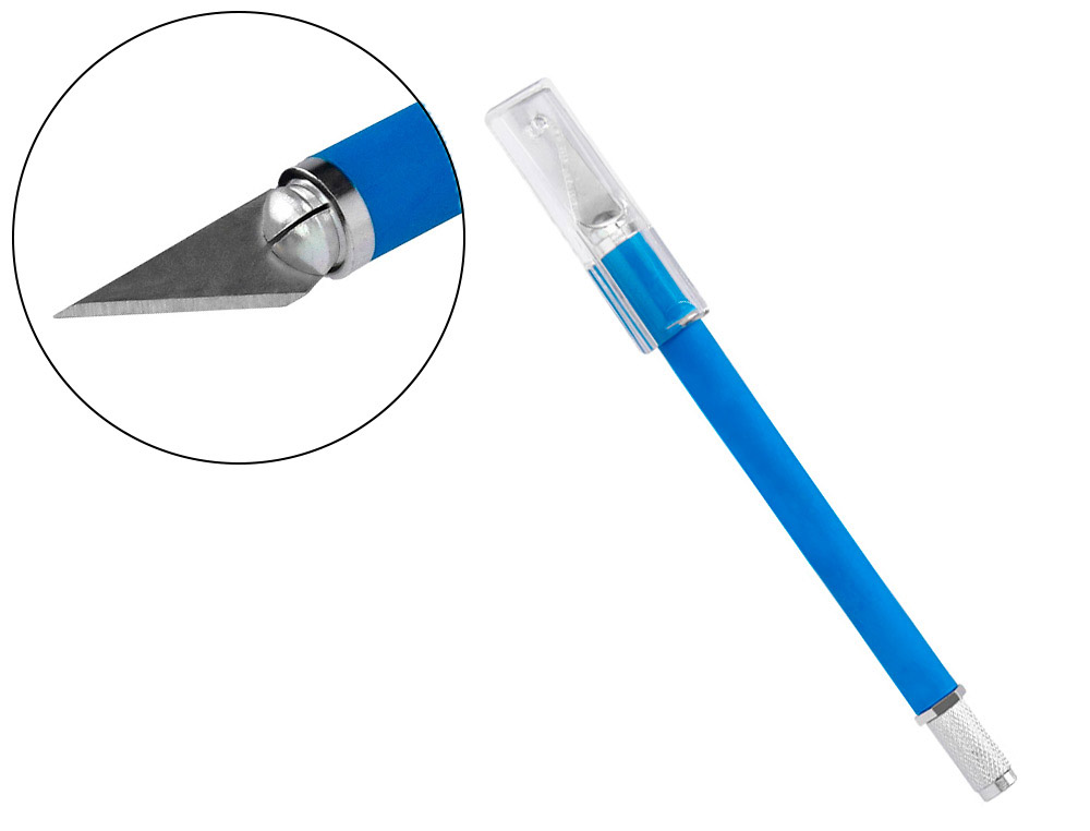 Bisturi q-connect metalico aleacion de aluminio con goma - 5 cuchillas de repuesto - blister 1 unidad