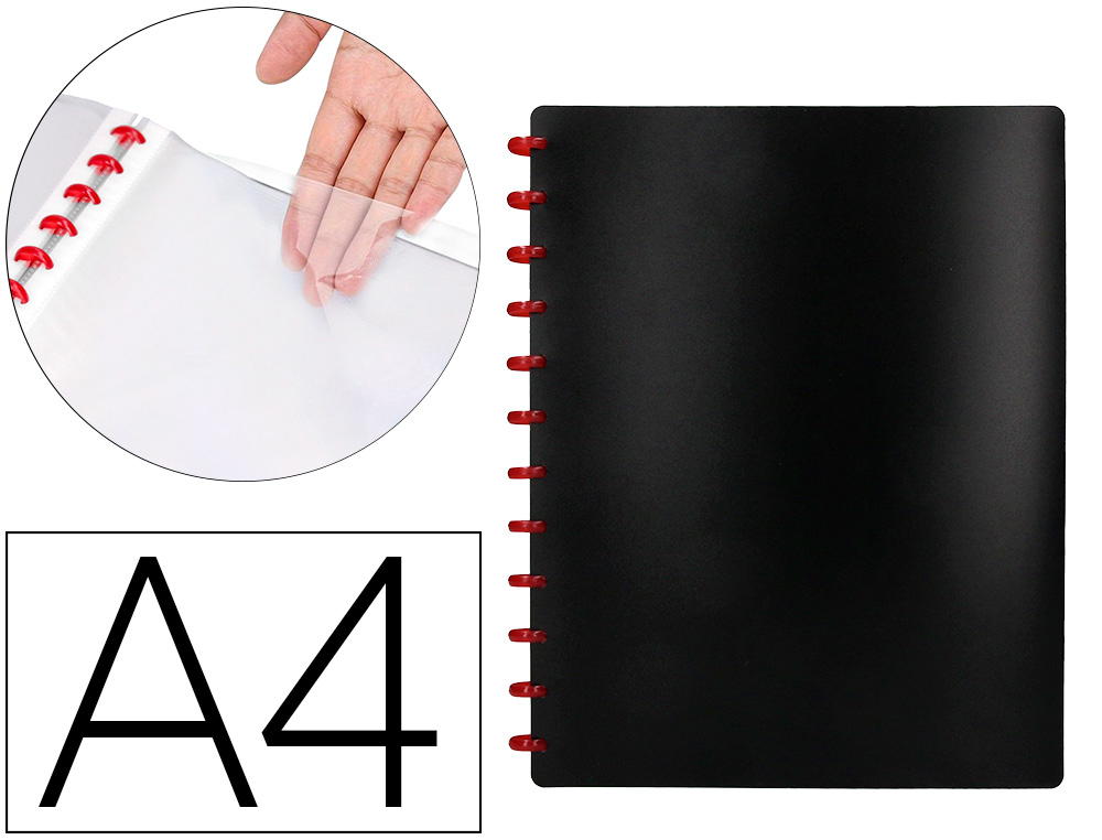 Carpeta liderpapel din a4 con 20 fundas intercambiables color negro