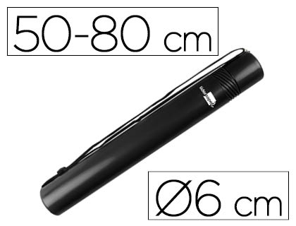 Portaplanos plastico liderpapel diametro 6 cm extensible hasta 80 negro