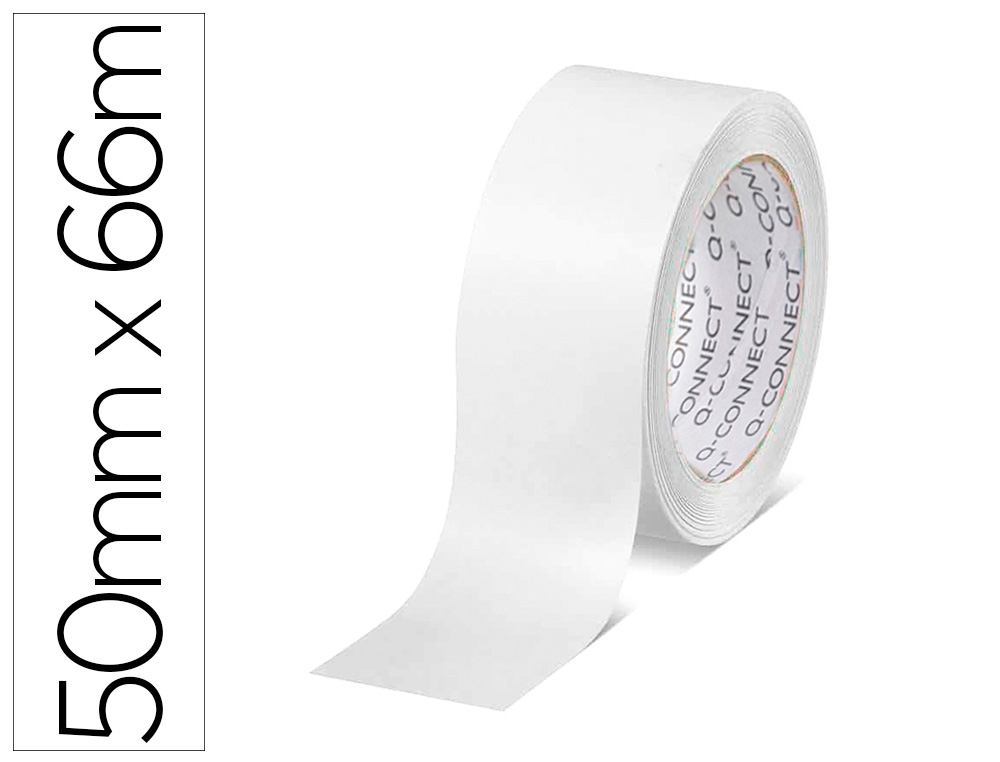 Cinta adhesiva q-connect polipropileno blanca 66 mt x 50 mm para embalaje