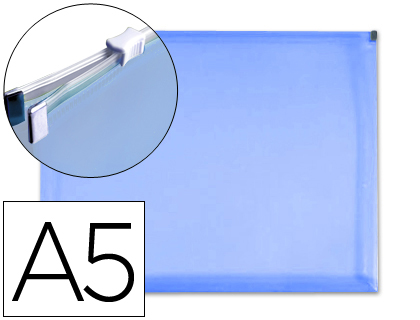 Carpeta dossier liderpapel a5 cierre de cremallera azul