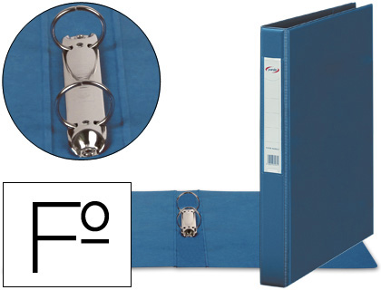 Carpeta 2 anillas 40 mm plastico pardo folio azul