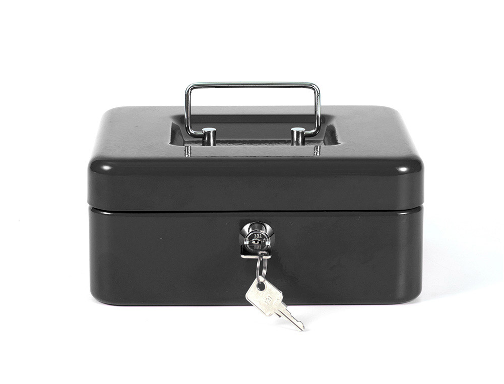 Caja caudales q-connect 8" 200x160x90 mm negra con portamonedas