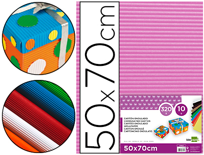 Carton ondulado liderpapel 50 x 70cm 320g/m2 rosa