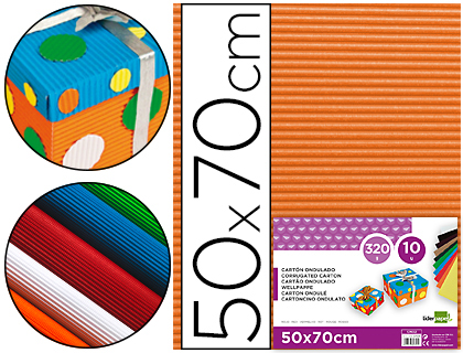 Carton ondulado liderpapel 50 x 70cm 320g/m2 naranja