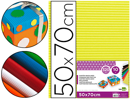 Carton ondulado liderpapel 50 x 70cm 320g/m2 amarillo