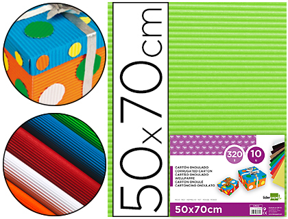 Carton ondulado liderpapel 50 x 70cm 320g/m2 verde pistacho