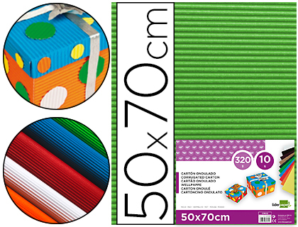 Carton ondulado liderpapel 50 x 70cm 320g/m2 verde hoja