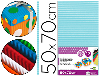 Carton ondulado liderpapel 50 x 70cm 320g/m2 celeste