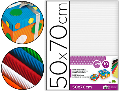 Carton ondulado liderpapel 50 x 70cm 320g/m2 blanco