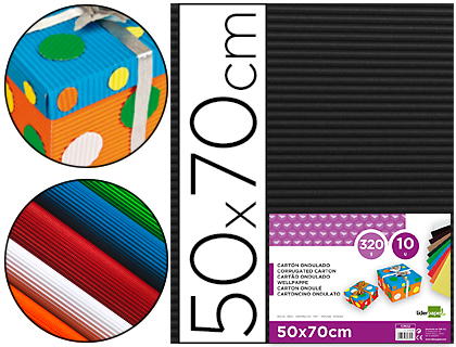 Carton ondulado liderpapel 50 x 70cm 320g/m2 negro