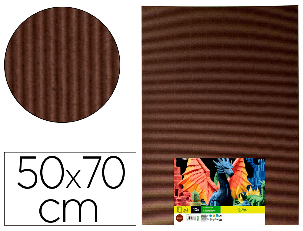 Carton ondulado liderpapel 50 x 70cm 320g/m2 marron