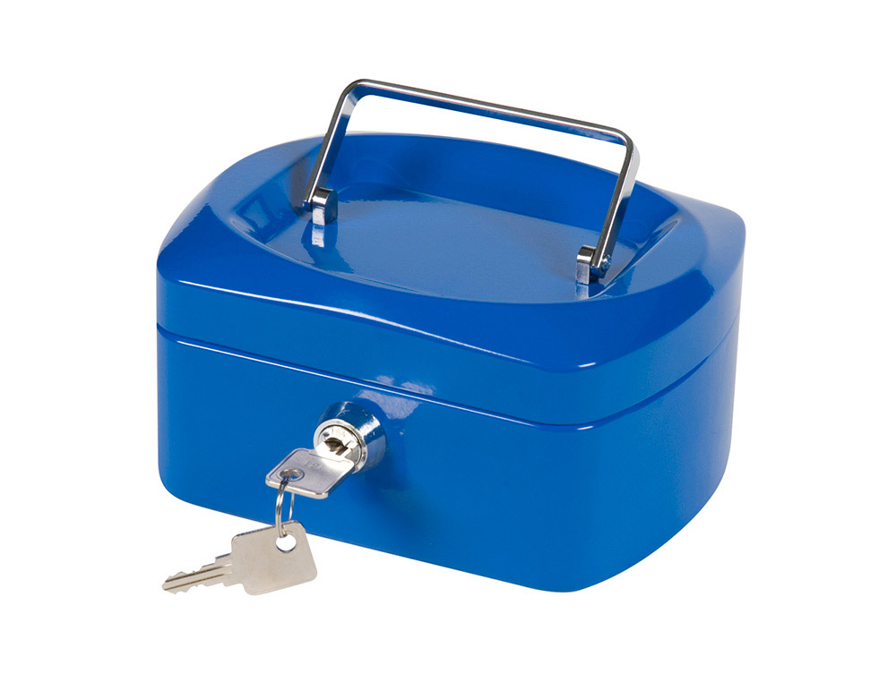 Caja caudales q-connect 6" 152x115x80 mm azul con portamonedas