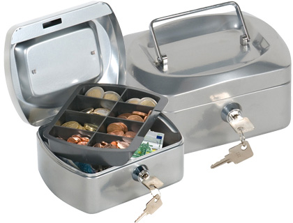 Caja caudales q-connect 6" 152x115x80 mm plata con portamonedas