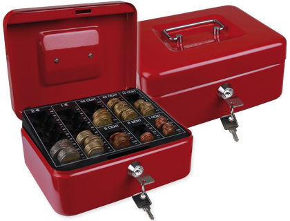 Caja caudales q-connect 8" 200x160x90 mm roja con portamonedas