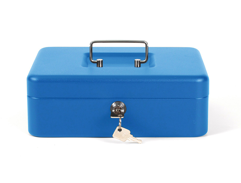 Caja caudales q-connect 10" 250x180x90 mm azul con portamonedas