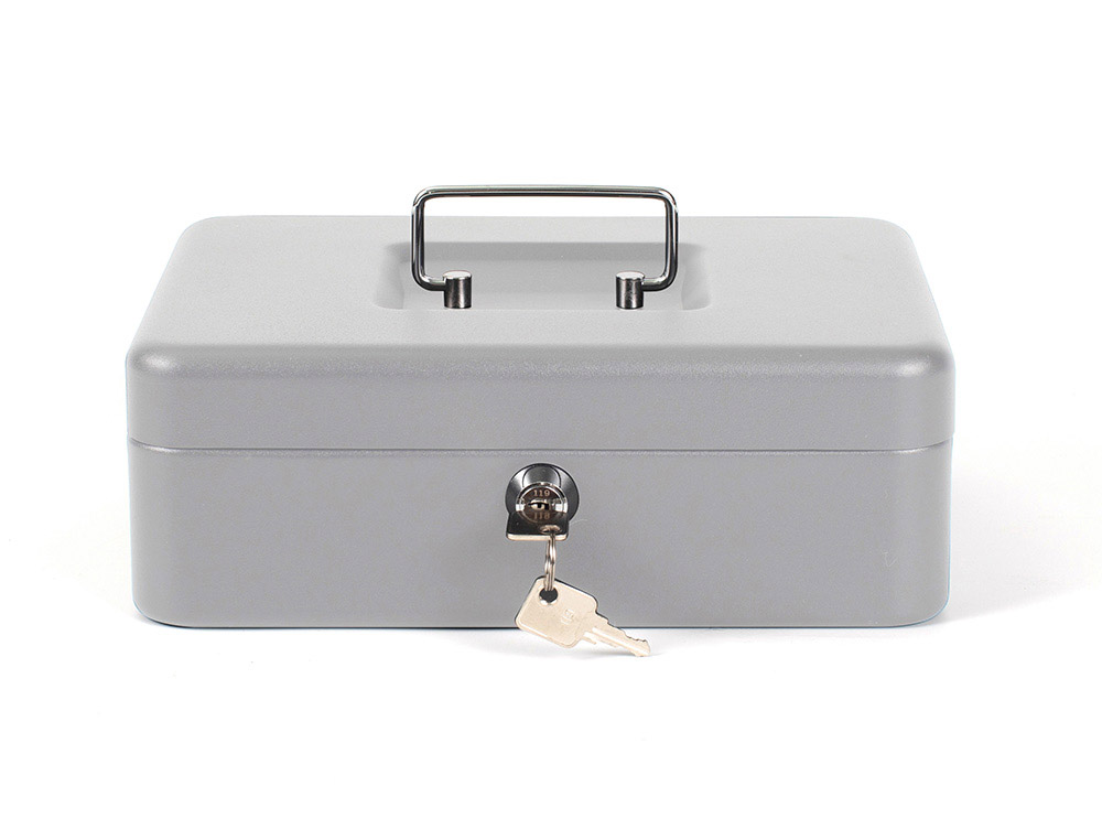 Caja caudales q-connect 10" 250x180x90 mm plata con portamonedas