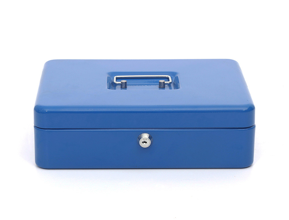 Caja caudales q-connect 12" 300x240x90 mm azul con portamonedas