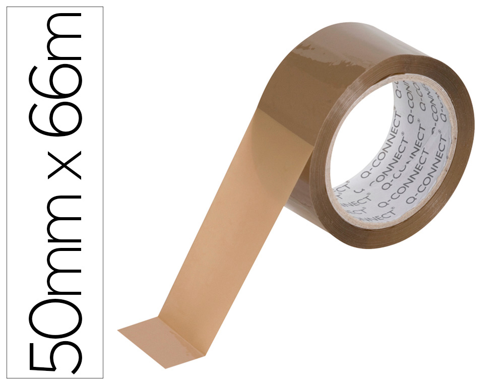 Cinta adhesiva q-connect polipropileno havana 66 mt x 50 mm para embalaje bajo ruido