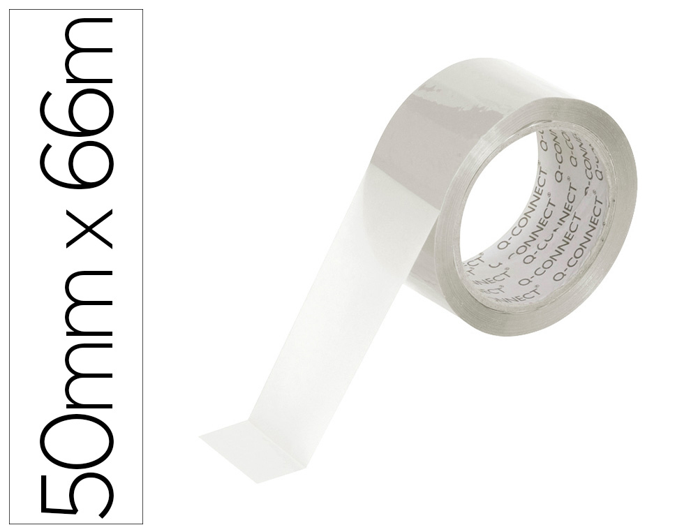 Cinta adhesiva q-connect polipropileno transparente 66 mt x 50 mm para embalaje bajo ruido