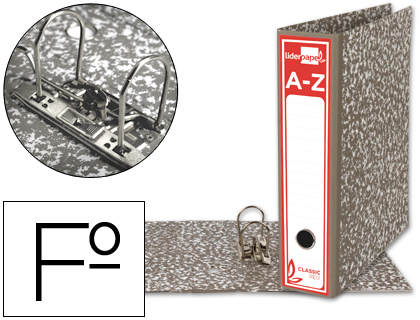 Archivador de palanca liderpapel folio classic red carton entrecolado sin rado lomo 80mm gris compresor metalico