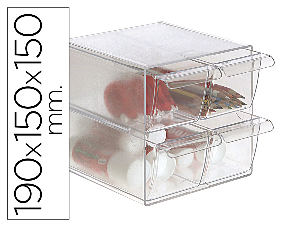 Archicubo archivo 2000 4 cajones organizador modular plastico 190x150x150 mm incluye 2 clips de sujecion