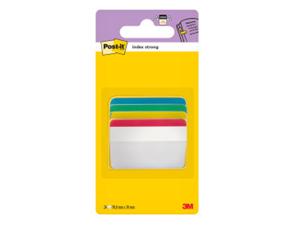 Banderitas separadoras rigidas dispensador 4 colores post-it index 686a-1 grandes 24 banderitas