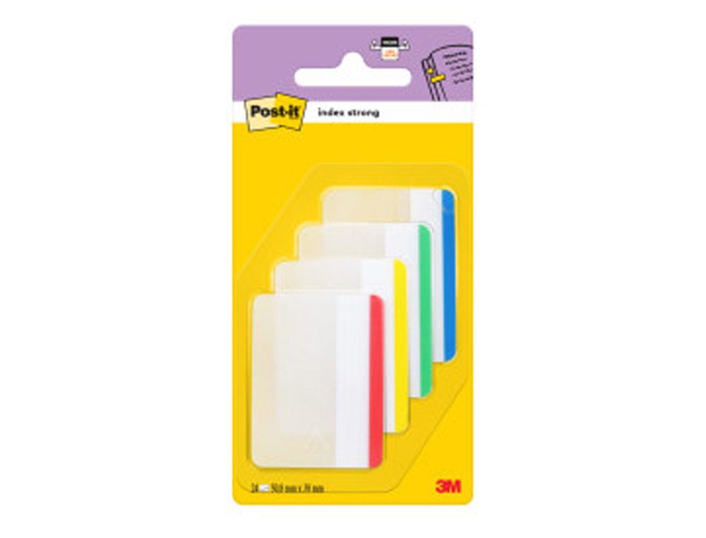 Banderitas separadoras rigidas dispensador 4 colores post-it index 686f-1 grandes 24 banderitas