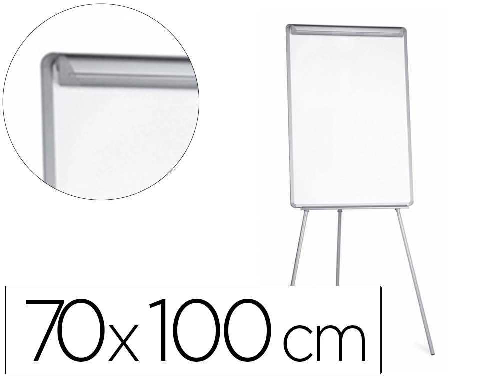 Pizarra blanca q-connect con tripode 90x70x195cm para convenciones superficie lacadamagnetica escritura directa