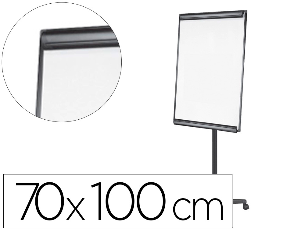 Pizarra movil q-connect con ruedas para conferencias tablero lacado blanco apta para escritura directa y bloc