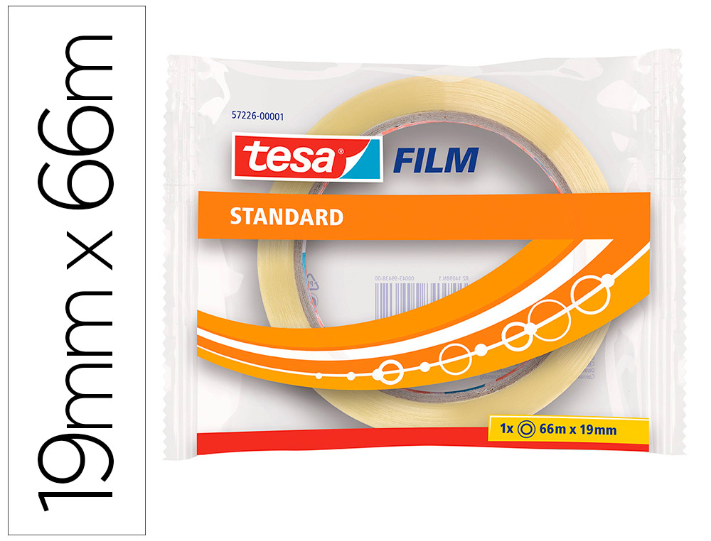 Cinta adhesiva tesa standard 66 mt x 19 mm