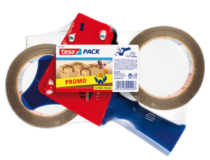 Portarrollo tesa para embalaje para rollos de 66mt x 50mm 2 rollos cinta marron