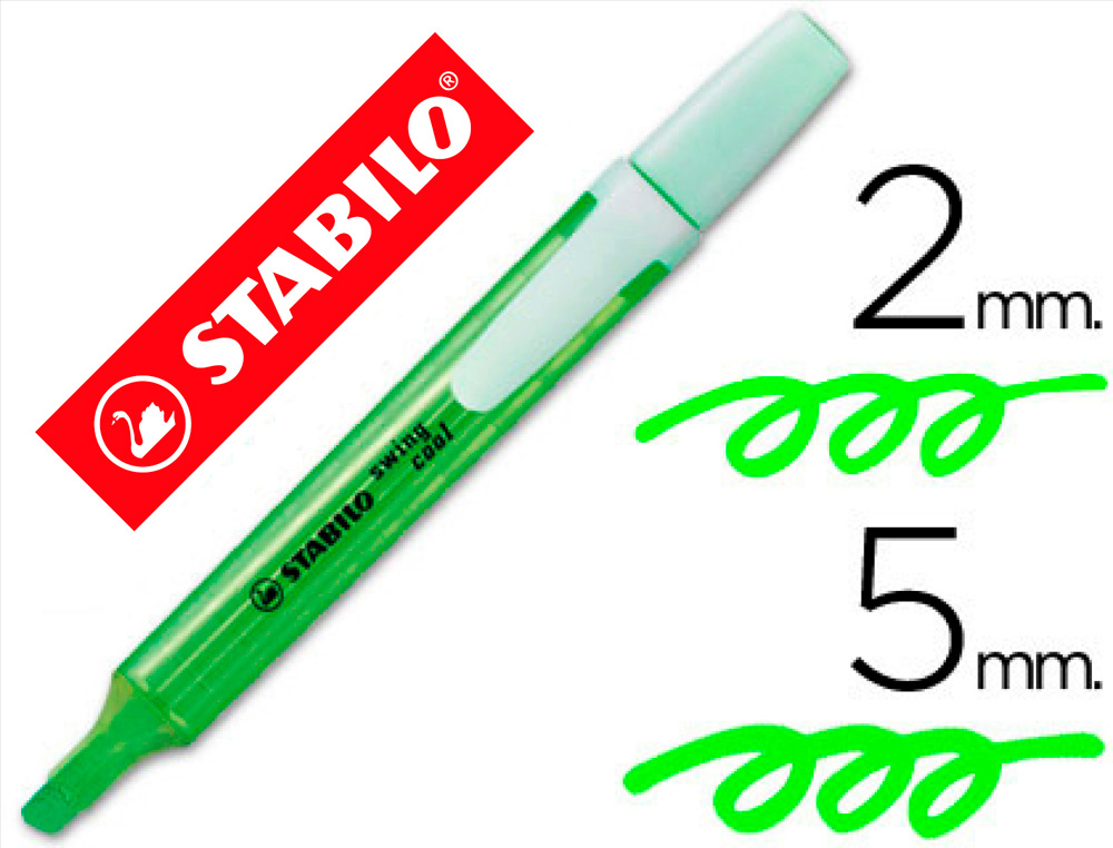 Rotulador stabilo marcador fluorescente swing cool verde