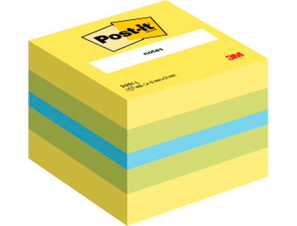 Bloc de notas adhesivas quita y pon post-it 51x51 mm minicubo color limon 2051-l 400 hojas