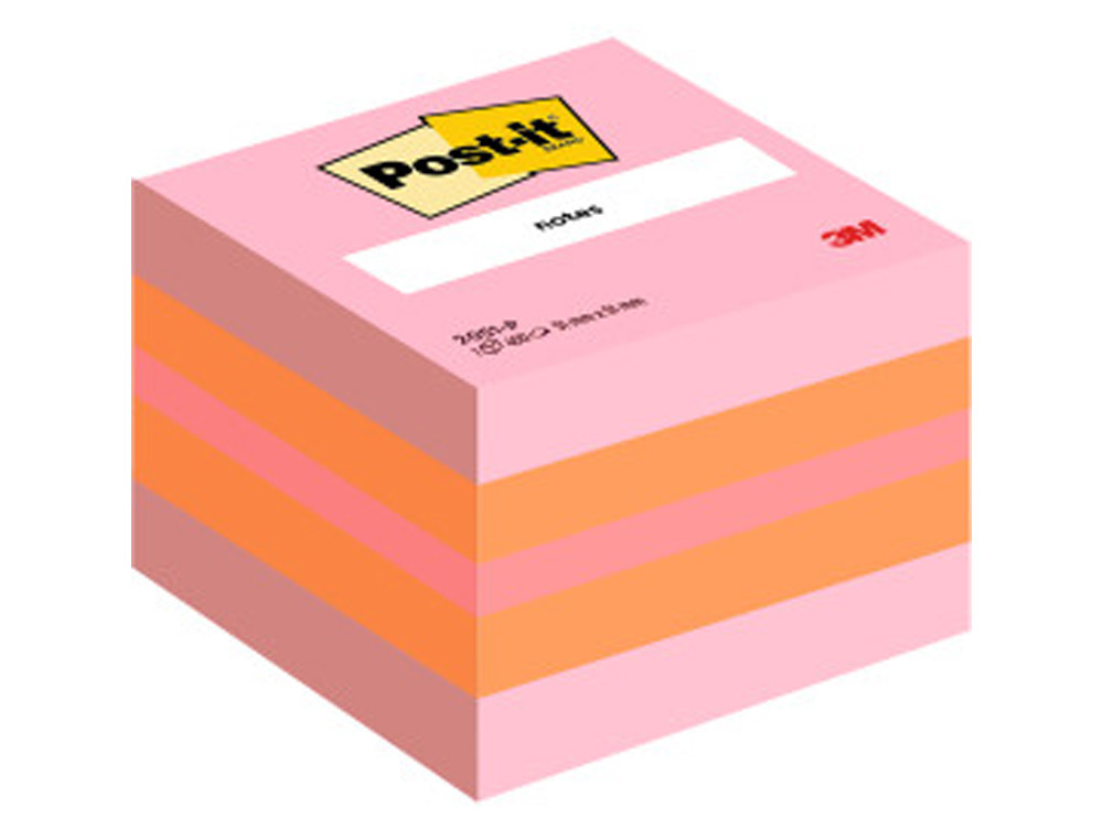 Bloc de notas adhesivas quita y pon post-it 51x51 mm minicubo color rosa 2051-p 400 hojas