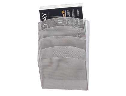 Expositor mural q-connect de pared 5 bandejas din a4 plateado 9,3x31,5x44 cm