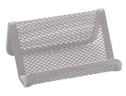 Portatarjetas q-connect metalico plata 11x7,5x5 cm