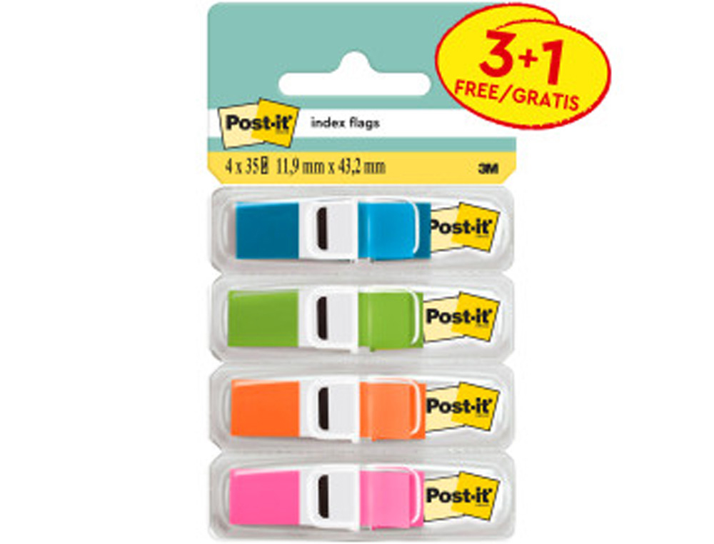 Banderitas señalizadoras post-it 3+1 gratis clipstrip