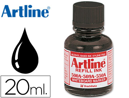 Tinta artline negro para rotulador pizarra blanca 500a bote 20 ml