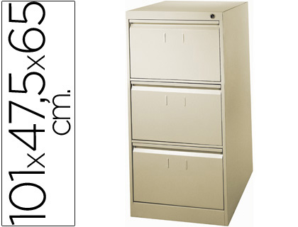 Fichero cajones de suelo metalico de 3 cajones 101 alto,65 prof. 47,5 ancho color beige n.34 antivuelco