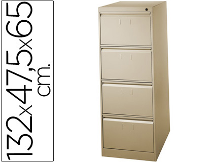 Fichero cajones de suelo metal 4 cajones 132 cm alto 65 cm prof 47,5 ancho beige n.34 guias telescopicas antivuelco