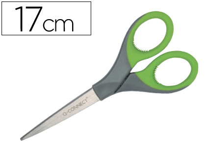 Tijera q-connect mango caucho 7" 17 cm blister