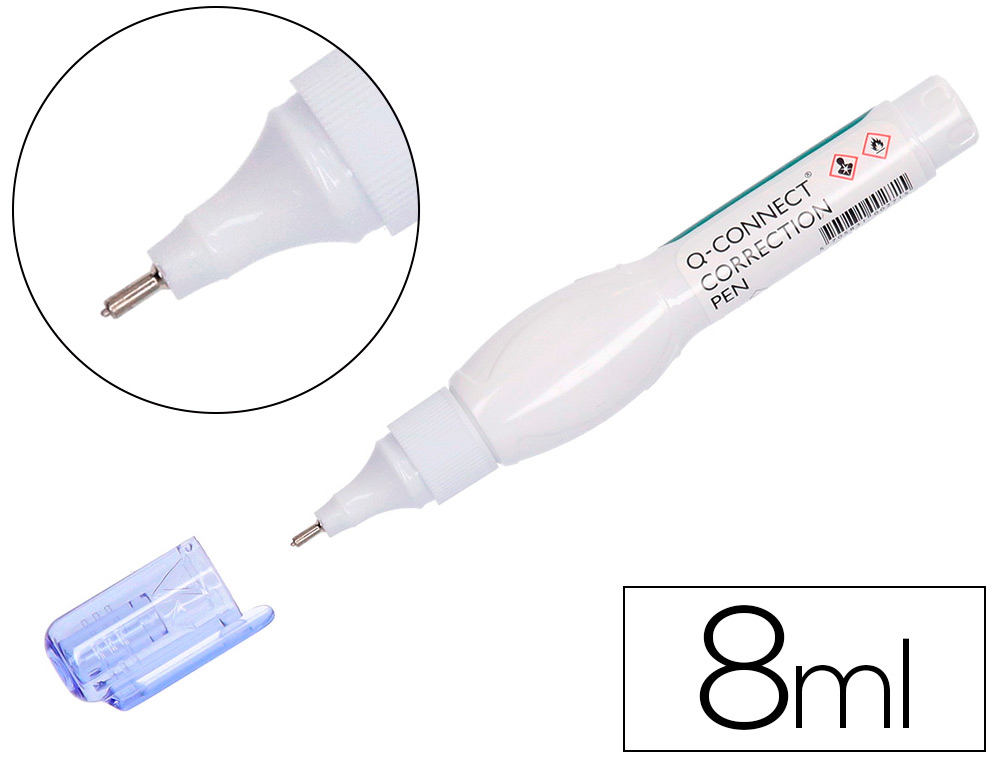 Corrector q-connect lapiz con punta metalica 8 ml