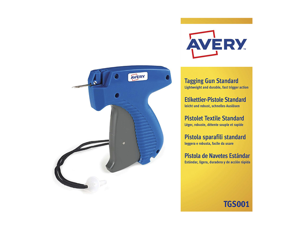 Pistola de navetes sujeta etiquetas avery tgs001 uso convencional y textil
