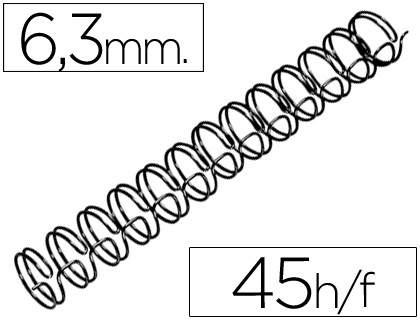 Espiral wire 3:1 6,3 mm n.4 negro capacidad 45 hojas caja de 100 unidades