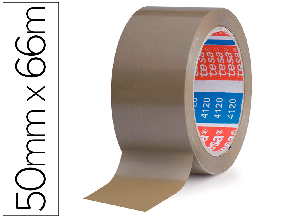Cinta adhesiva tesa pvc color marron 66 mt x 50 mm para embalaje