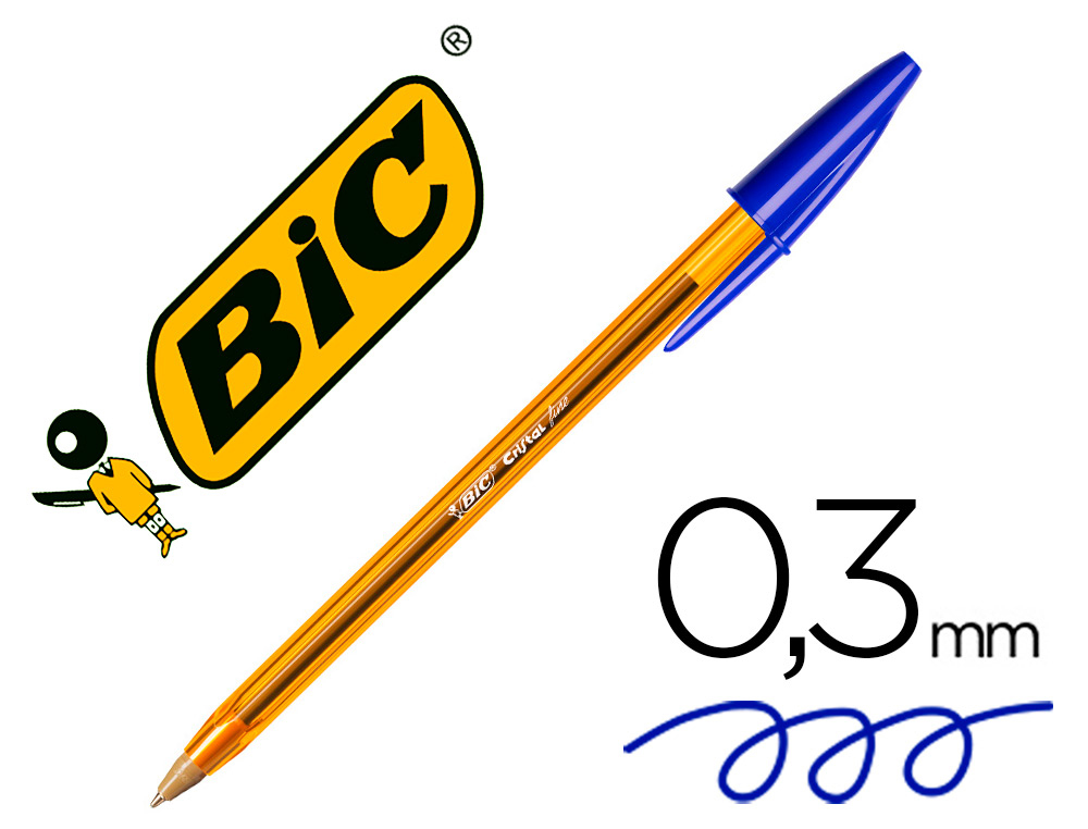 Boligrafo bic cristal punta fina azul