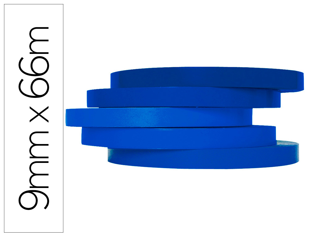 Cinta adhesiva q-connect 66 mt x 9 mm azul para cerrar bolsas